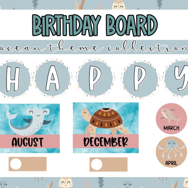 Birthday Board Kit for Teacher's Classroom - Ocean Theme