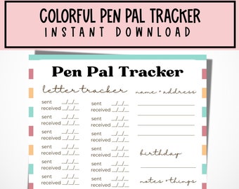 Printable Pen Pal Letter Tracker | Etsy
