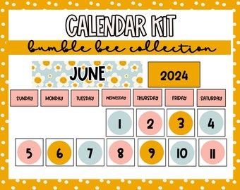 Printable Calendar Kit for Classroom with a Bumble Bee Theme