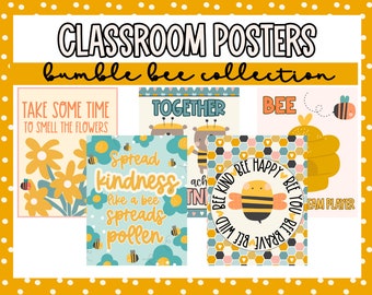 Motivational Posters for Bulletin Board With Bumble Bee Decor Kit for Teacher Classroom