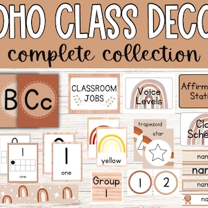 Neutral BOHO Classroom Decor Bundle for Bulletin Board, Teacher Resources, Printable Class Theme