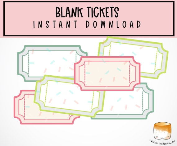 Printable Cute Blank Tickets Etsy