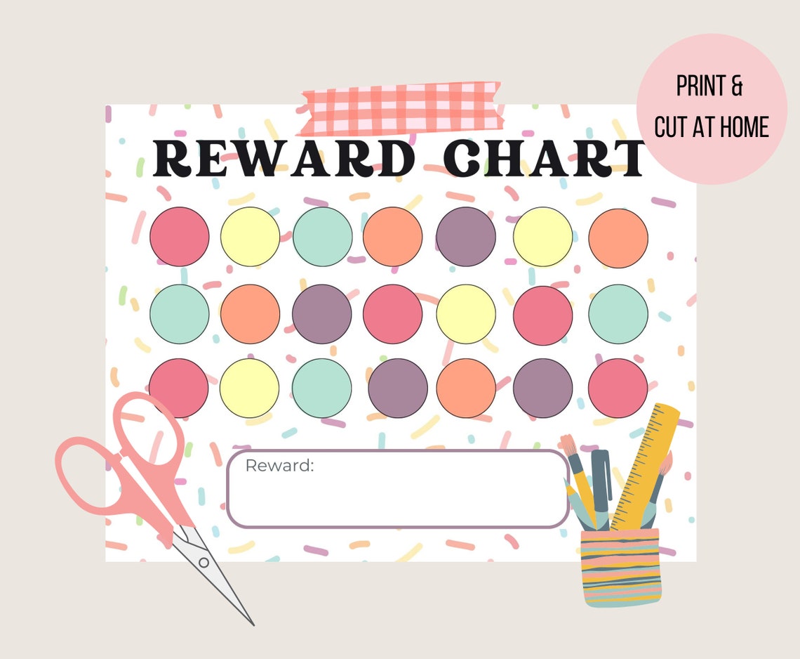 Printable Sprinkle Cupcake Reward Sticker Chart. for Potty Etsy
