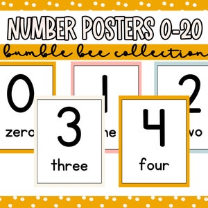 Numbers Posters 0-20 Bumble Bee Decor Kit for Teacher Classroom