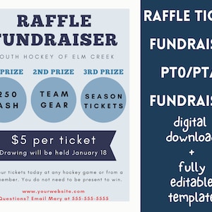 VERLOSUNG Fundraiser Editierbare Vorlage für PTO und PTA. Flyer für Jugendschulsport und Gemeinschaftsveranstaltungen. Komplett bearbeitbare Vorlage diy