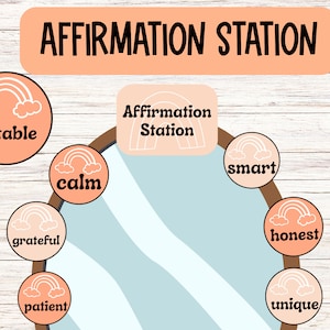 Printable GROOVY Positive Affirmation Station Classroom Decor or Mirror Motivation for Elementary Students