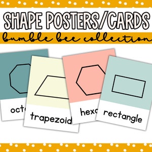 Shape Posters and Cards - Teacher Decor - Bumble Bee Theme