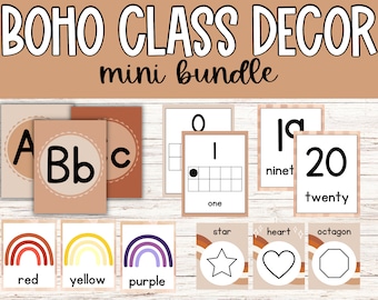 Boho Neutral MINI Classroom Bundle - Teacher Class Decor for Organization and Homeschool Resources