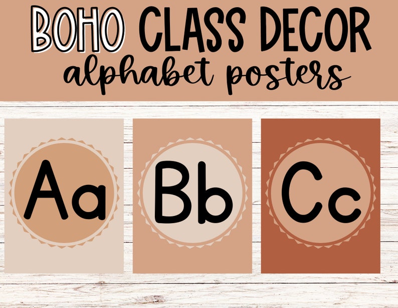 Alphabet Poster Printable Neutral Boho Collection for Classroom or ...