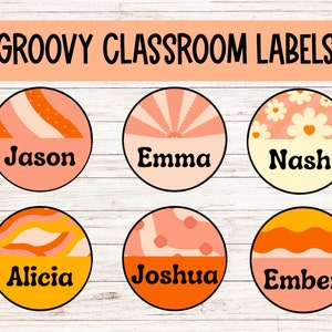 Groovy Student Circle Name Tags for Classroom Organization