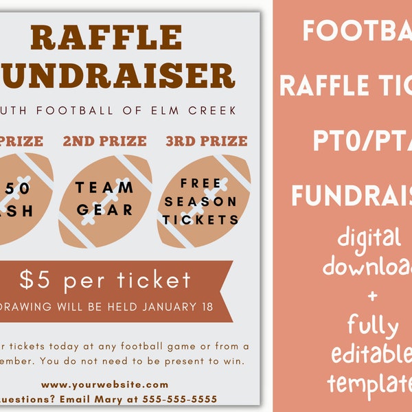 Football Raffle Ticket Template - Etsy