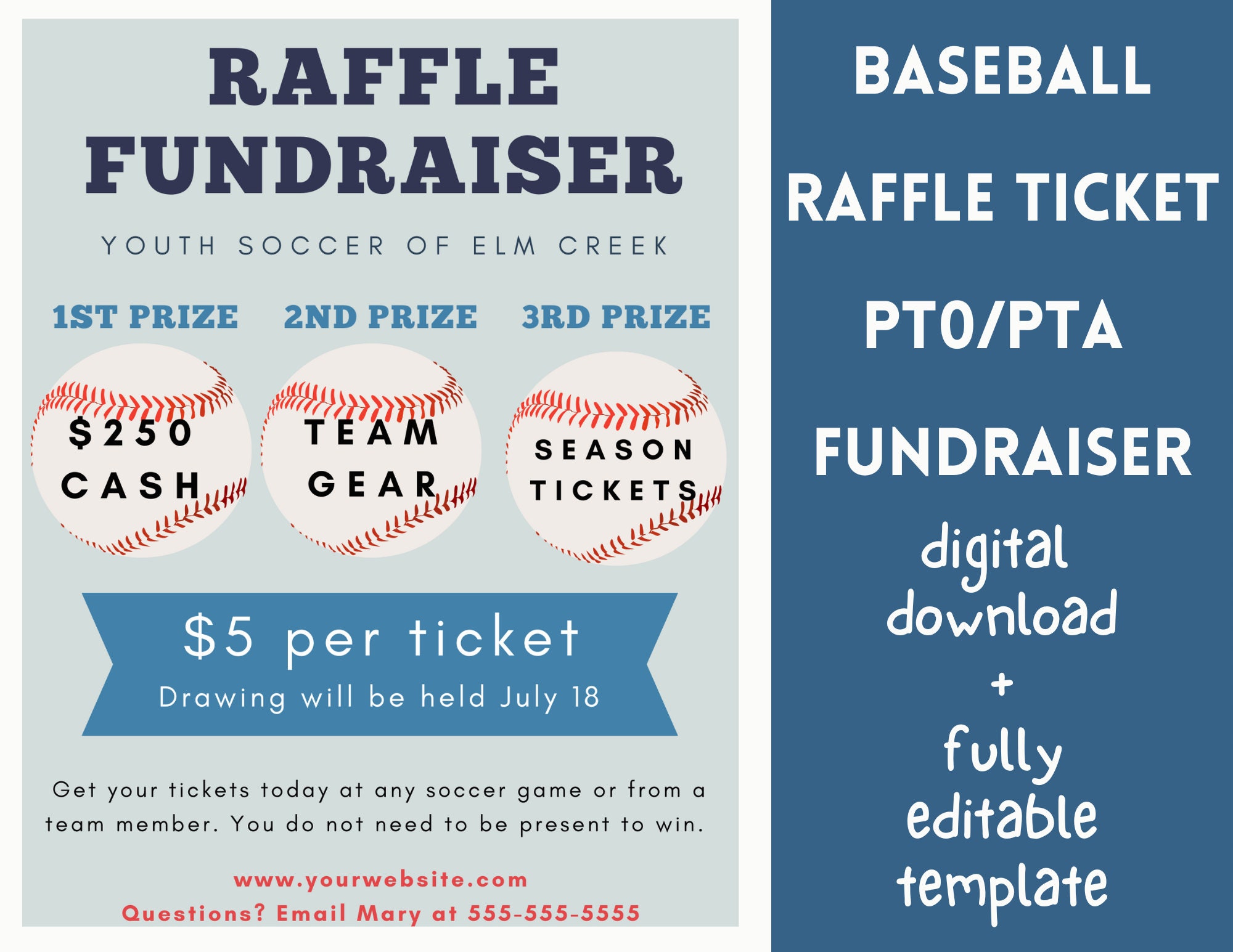 Baseball RAFFLE Fundraiser Editable Template for PTO and PTA. Flyer for Baseball RAFFLE Fundraiser Editable Template for PTO and PTA. Flyer for