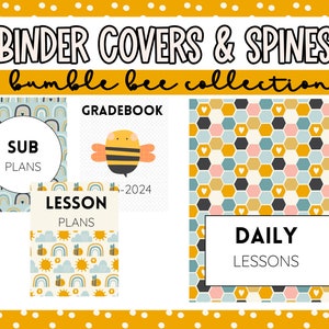 Binder Covers and Matching Spines Bumble Bee Theme for Classroom Decor