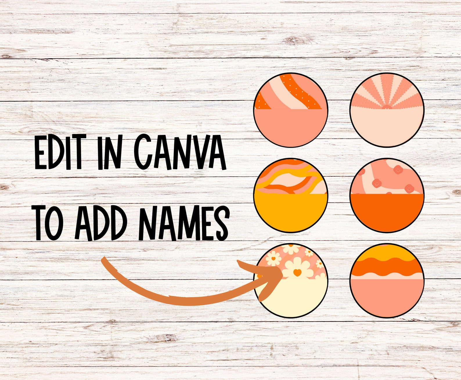 Groovy Student Circle Name Tags for Classroom Organization Etsy