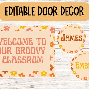 Groovy Retro Editable Door Display Decor Printable and Bulletin Board Display