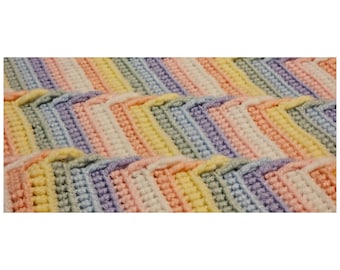 Gehaakt handgemaakt babyschootdeken Rainbow Sherbet Pastel roze groen blauw geel perzik lavendel 48 x 48