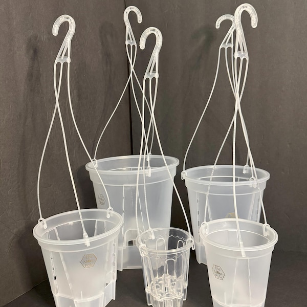 Clear Self Watering Hanging Pot – 4 5 6 7 8 Inch | Transparent Plastic Planter with Hanger | Indoor Outdoor Orchid Pothos Hoya Plant Pot