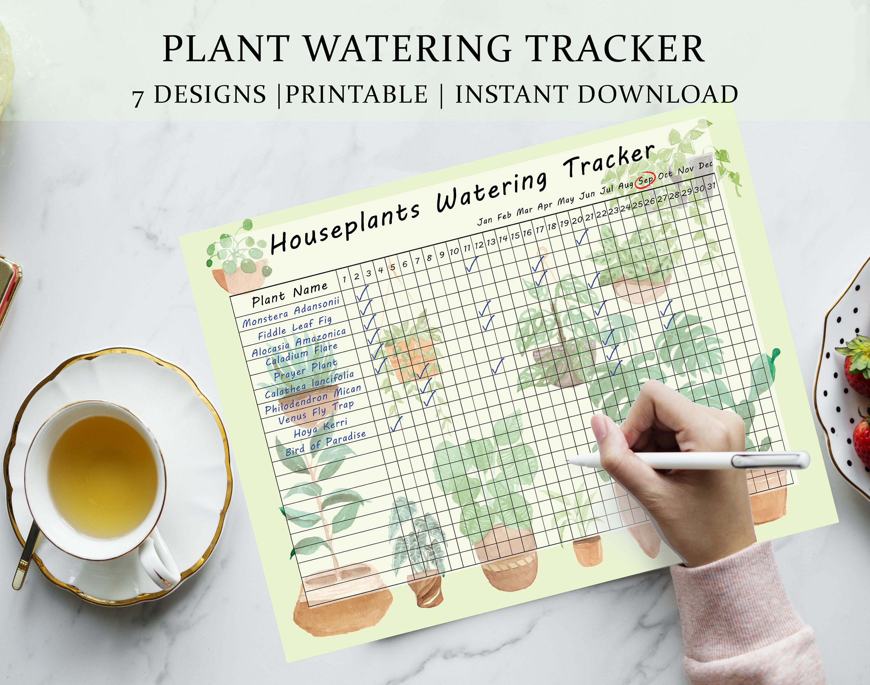 Printable Plant Care Watering Tracker | Plant Watering Schedule ...