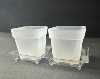 2 inch Frost Clear Square Small Planter Pots