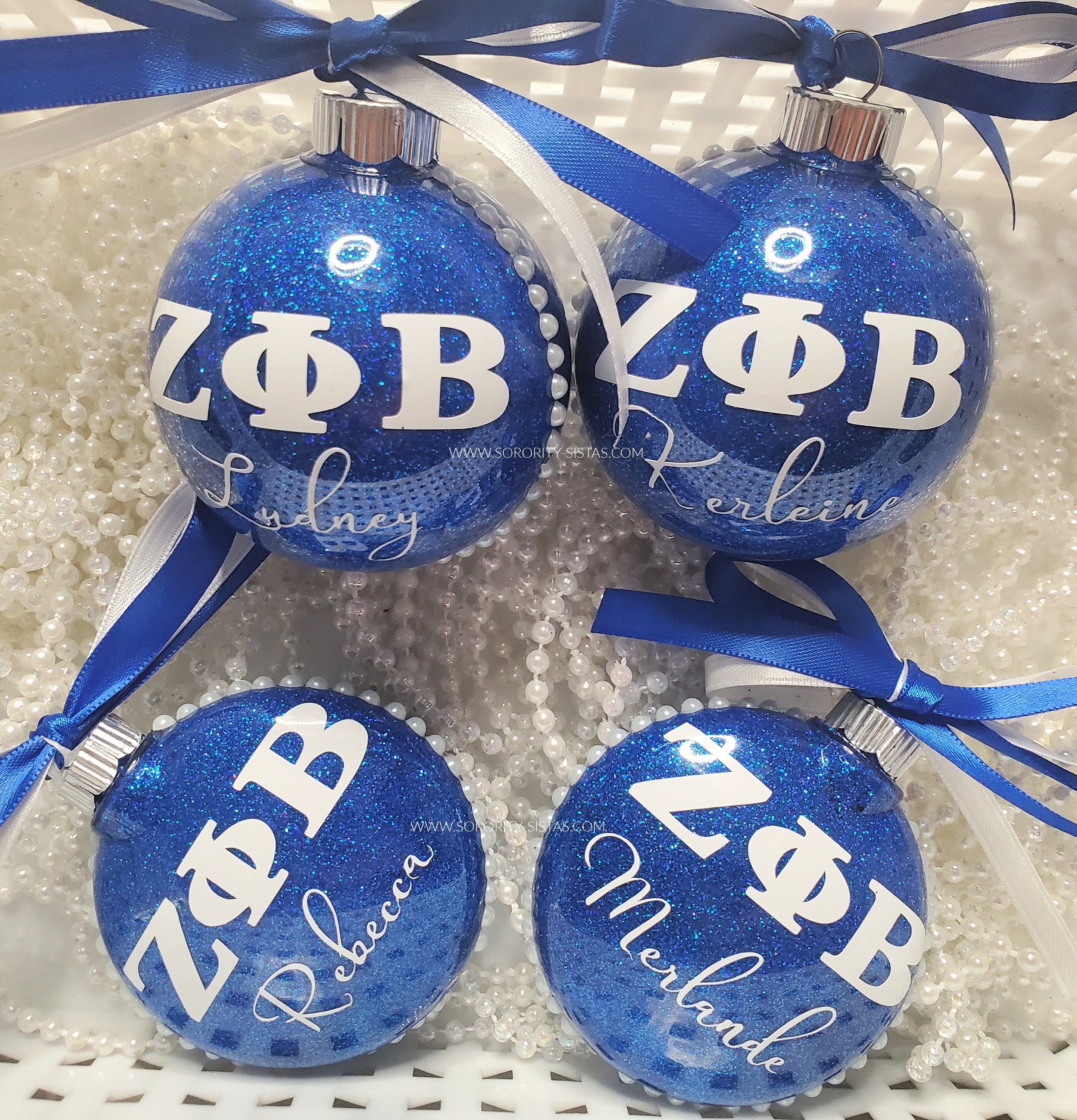 Finer Tree Phi Ornaments Glitter - Christmas 1920 Royal Etsy White Beta Blue Personalized Zeta Woman
