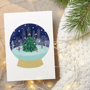 Carte de voeux "Noël à New-York" - Carte Noël - Carte postale - Papeterie de Noël - Boule à neige