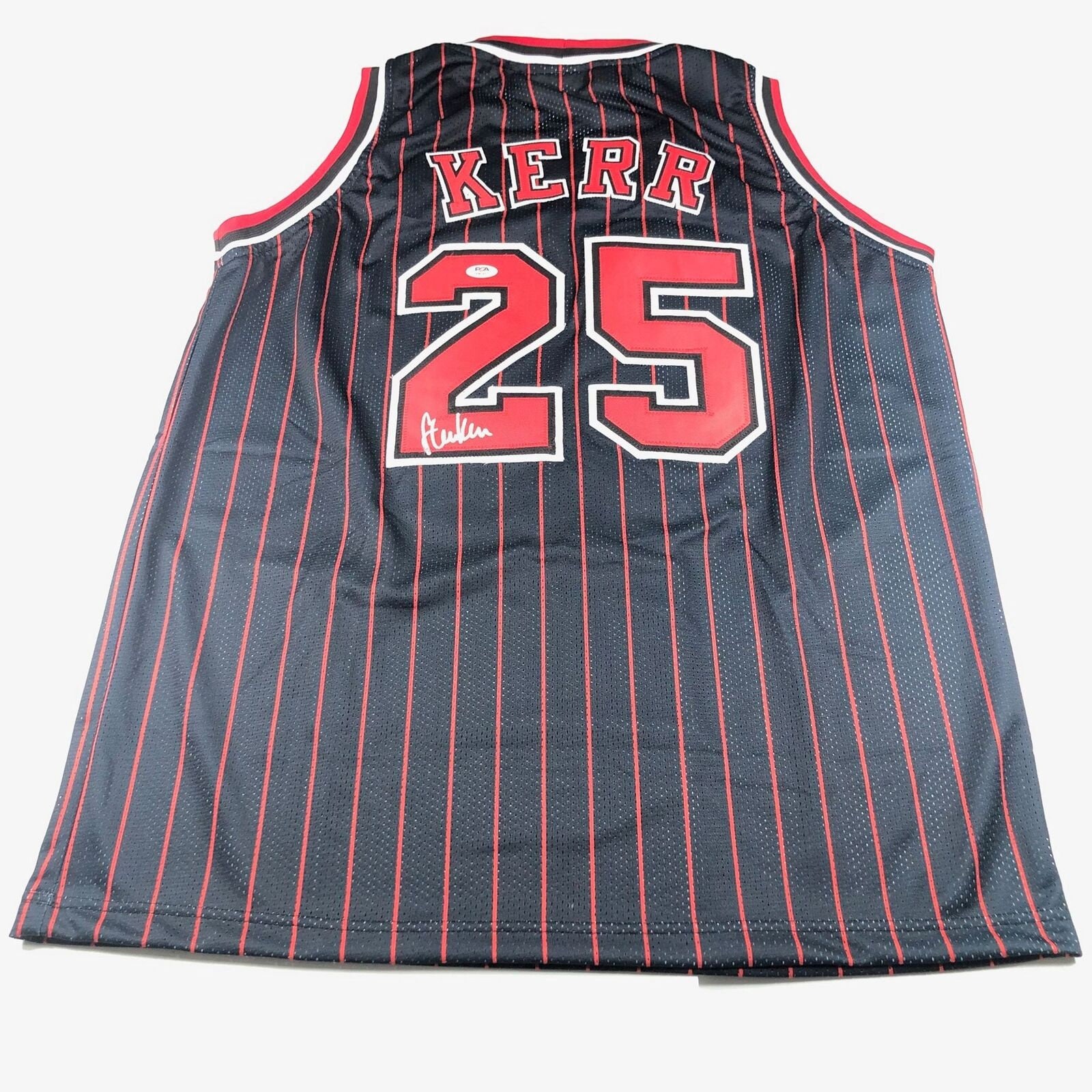 Michael Jordan Autographed Black Pinstripe Bulls Jersey