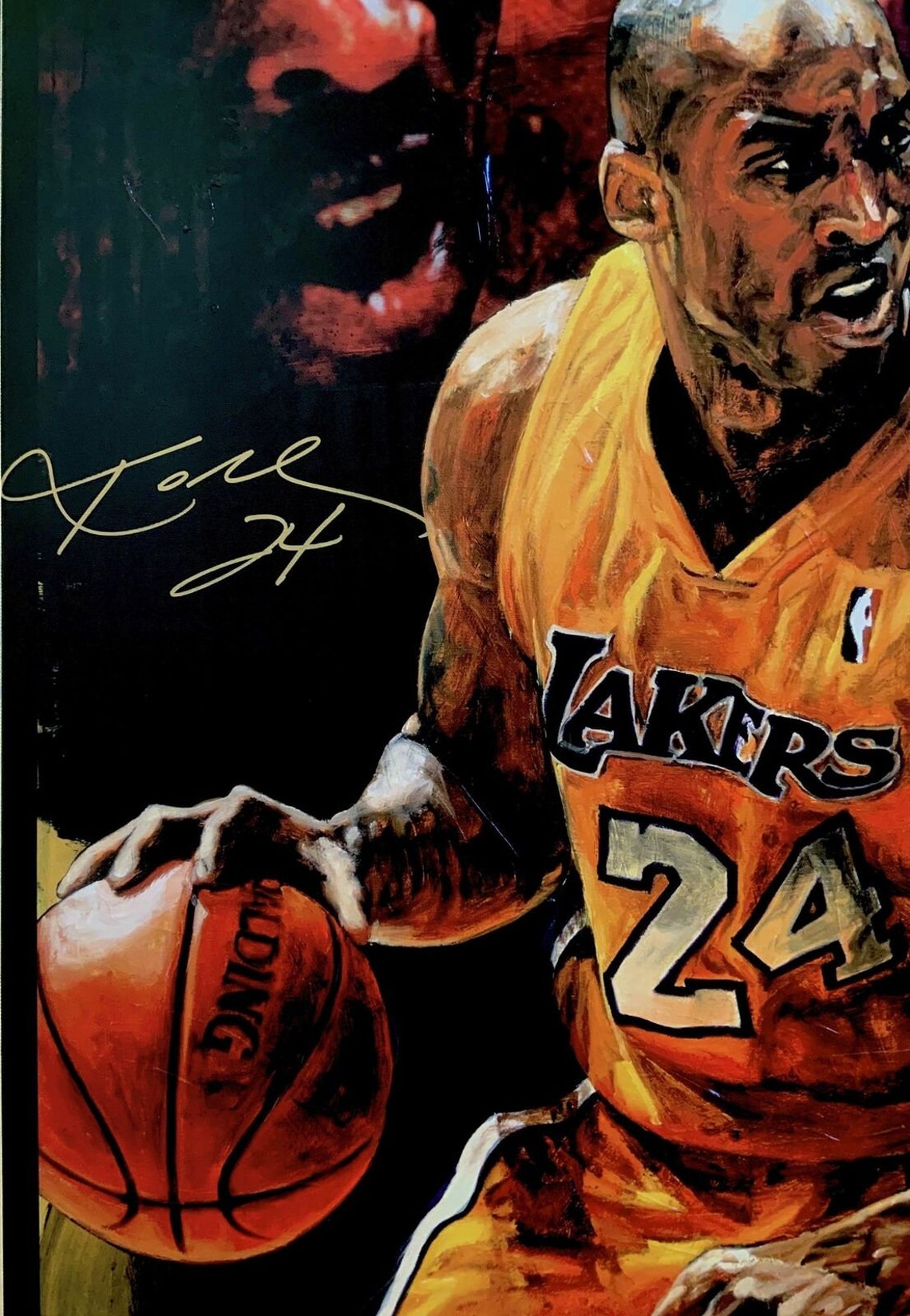 Kobe Bryant Signed 28X44 Canvas Painting Ap 2/24 Psa/dna Auto Etsy