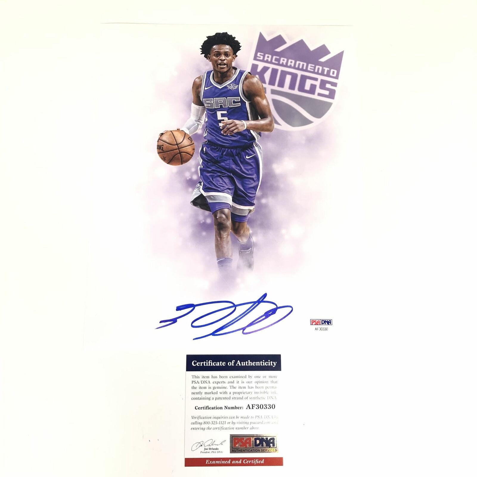 De'Aaron Fox Signed Sacramento Kings Custom Jersey (PSA/DNA