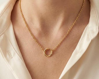 Gold Charm Collector Necklace - rolo chain - 14k Premium Gold Plate