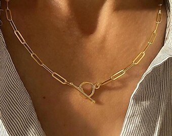 Gold Toggle Paperclip Necklace – 14k Premium Plate