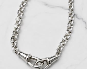 Collar de cadena Rolo plateada – Cierre giratorio doble, 4 mm de ancho - Baño de plata 925