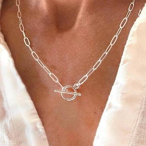 Silver Toggle Paperclip Necklace – 925 Silver Premium Plate