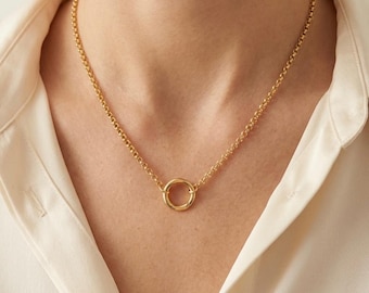 Gold Charm Collector Necklace - rolo chain - 14k Premium Gold Plate