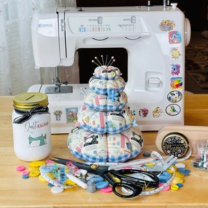 Handmade Stackable Pin Cushion, Sewing Tools Pin Cushion for Sewing, Quilting, Embroidery, Needlepoint, Cross-Stitch, Crafting, Unique Gift