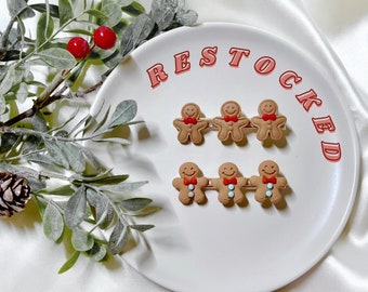 1pc. Festive Christmas Holiday Gingerbread Man Alligator Hair Clip, Ready to Ship, Christmas Hair Accessories Clip, Gift for Her Christmas