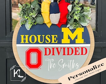 House Divided Door Sign | House Divided Sign | House Divided Wreath | Football Wreath | Football Front Door Decor | Personalized Sports Sign