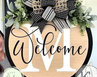 Personalized Last Name Round Door Hanger | Initial Wreath | Front Door Decor | Monogram Wreath | Door Hanger | Wreath | Door Sign