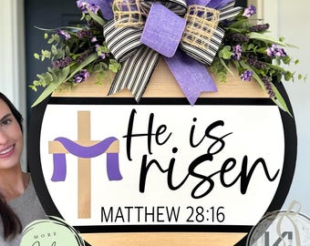 Easter Door Hanger | He is Risen Door Hanger | Easter Front Door Wreath | Spring Door Hanger |  Easter Cross | Easter Front Door Wreath