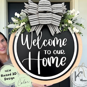 Front Door Decor | Front Door Wreath | Welcome to our home | Front Door Sign | Front Door Hanger | Year Round Wreath | New Home Gift