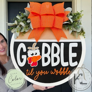 Thanksgiving Front Door Decor | Gobble | Turkey Front Door Wreath | Thanksgiving Door Hanger | Thanksgiving Decor | Thanksgiving Door Wreath