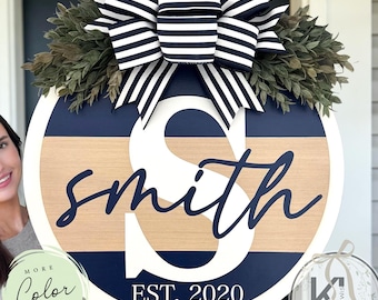 Front Door Decor | Last Name/Initial | Year Round Wreath | Front Door Hanger | Front Door Wreath | Personalized | Front Door Sign