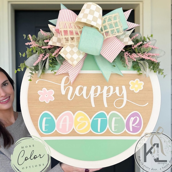 Colgador de puerta de Pascua / Decoración de puerta de entrada de Pascua / Corona de puerta de Pascua / Colgador de puerta de primavera / Decoración de Pascua / Colgador de puerta de Pascua / Letrero de Pascua
