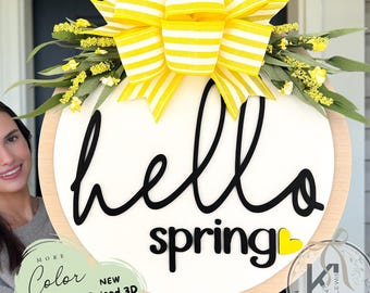 Hello Spring Door Hanger | Front Door Decor | Spring Door Sign | Spring Decor | Spring Sign | Spring Door Decor | Front Porch Decor
