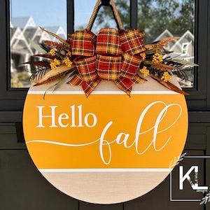 Fall Front Door Decor | Hello Fall | Fall Wreath | Fall Decor | Fall Door Sign | Fall Front Door Wreath | Fall Door Hanger | Fall Porch
