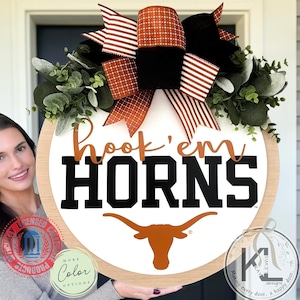 Longhorns Door Hanger | Texas Longhorns | Texas Door Hanger | Texas Longhorns Wreath | Texas Wreath | University of Texas | Hook 'Em Horns