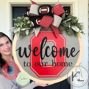 Colgador de puerta de Ohio State / Ohio State Buckeyes / Corona de Ohio State / / El estado de Ohio / Decoración de Ohio State / Regalos de OSU / Decoración de los Buckeyes