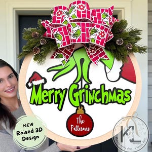 Grinch Door Sign | Christmas Front Door Decor | Grinch Wreath | Grinch Door Hanger | Christmas Sign | Christmas Door Wreath | Christmas