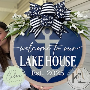 Lake House Front Door Decor | Lake House | Lake House Wreath | Welcome To Our Lake house | Lake House Sign | Lake House Door Hanger