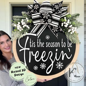 Winter Front Door Decor | Winter Wreath | Door Hanger | Front Door Decor | Winter Sign | Freezing | Winter Front Porch
