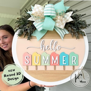 Hello Summer Door Hanger | Front Door Decor | Summer Door Sign | Summer Decor | Summer Sign | Summer Door Decor | Front Porch Decor